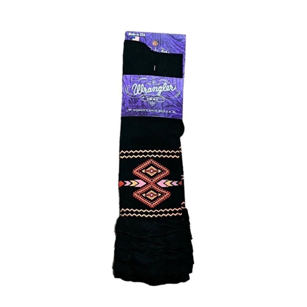 Wrangler Aztec Print Black Boot Socks, NWT